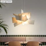 Contemporary Led Acrylic Suspension Light - White/Red Irregular Pendant For Dining Table