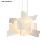 Contemporary Led Acrylic Suspension Light - White/Red Irregular Pendant For Dining Table