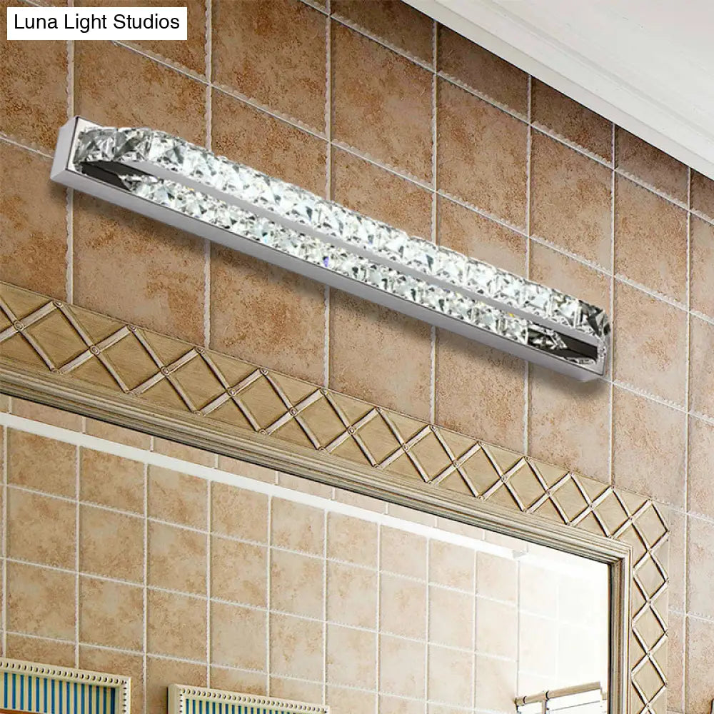 Contemporary Led Bathroom Vanity Wall Light With Clear/Champagne Crystal - 16/22 Width Warm/White