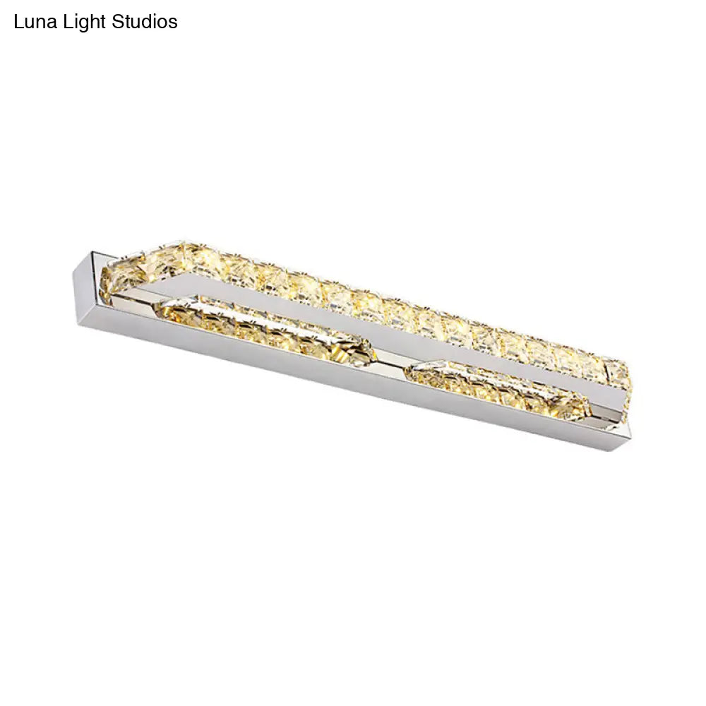 Contemporary Led Bathroom Vanity Wall Light With Clear/Champagne Crystal - 16/22 Width Warm/White