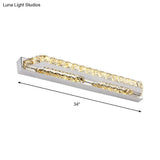 Contemporary Led Bathroom Vanity Wall Light With Clear/Champagne Crystal - 16/22 Width Warm/White