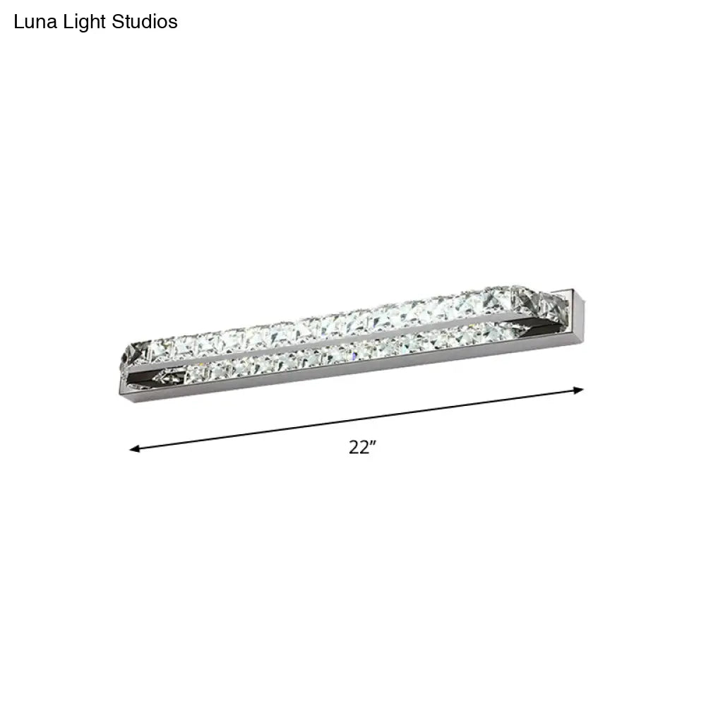 Contemporary Led Bathroom Vanity Wall Light With Clear/Champagne Crystal - 16/22 Width Warm/White