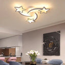 Contemporary Led Bedroom Ceiling Mount Light In White With Acrylic Stars Flush Design 3 / Warm
