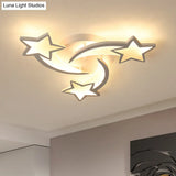 Contemporary Led Bedroom Ceiling Mount Light In White With Acrylic Stars Flush Design