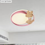 Contemporary Led Bedroom Flush Light With Acrylic Shade & Rainbow Bridge/Windmill/Carrot Décor
