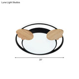 Contemporary Led Bedroom Flush Light With Acrylic Shade & Rainbow Bridge/Windmill/Carrot Décor