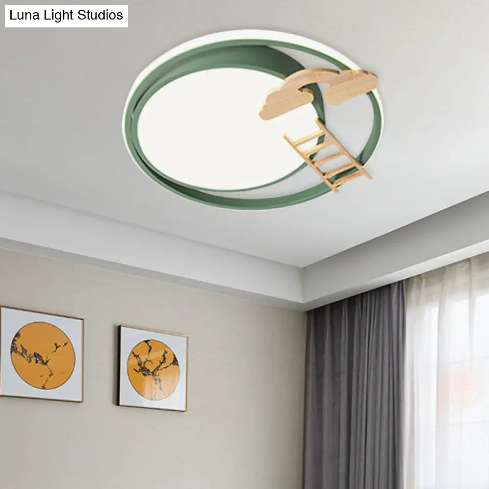 Contemporary Led Bedroom Flush Light With Acrylic Shade & Rainbow Bridge/Windmill/Carrot Décor