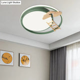 Contemporary Led Bedroom Flush Light With Acrylic Shade & Rainbow Bridge/Windmill/Carrot Décor