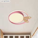 Contemporary Led Bedroom Flush Light With Acrylic Shade & Rainbow Bridge/Windmill/Carrot Décor