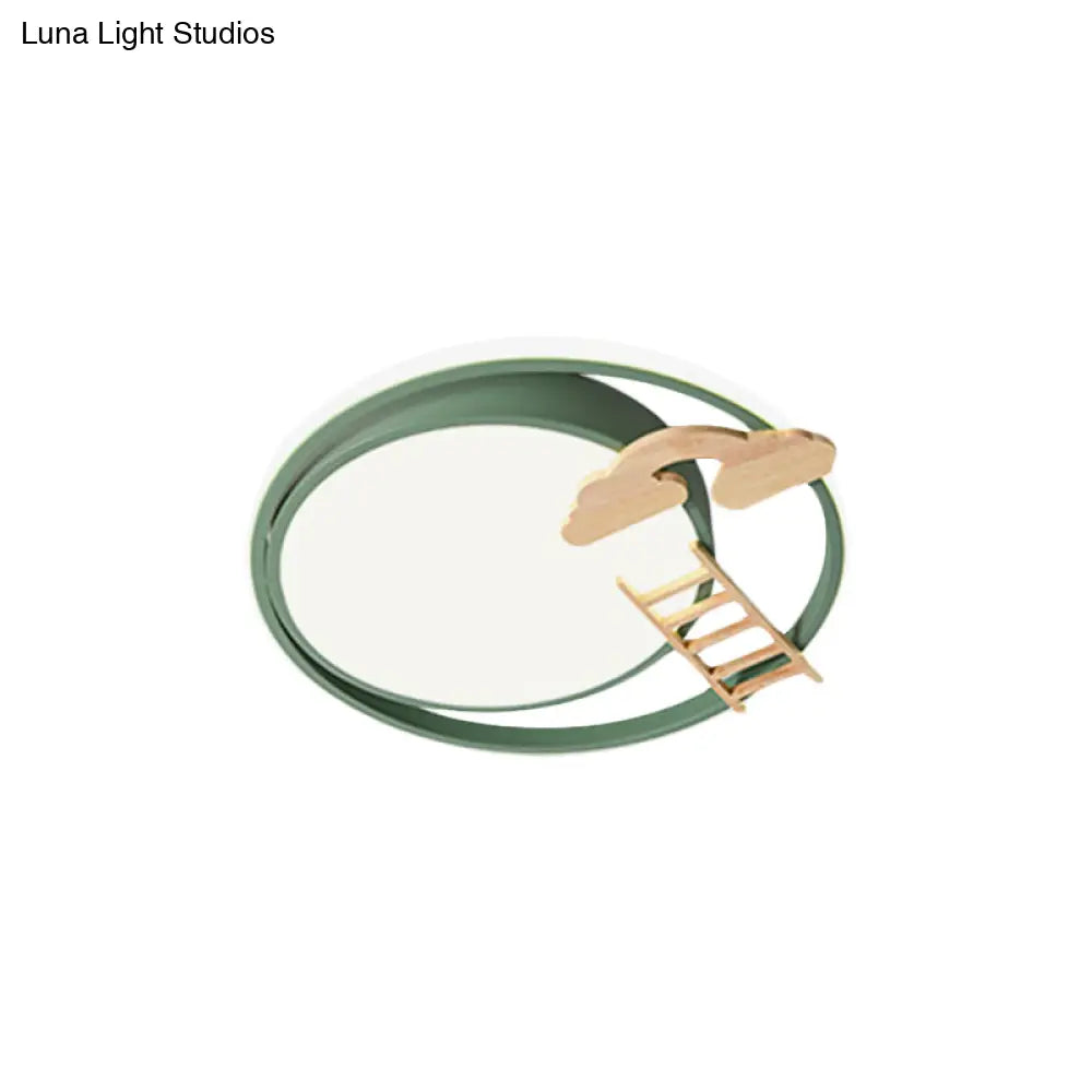 Contemporary Led Bedroom Flush Light With Acrylic Shade & Rainbow Bridge/Windmill/Carrot Décor