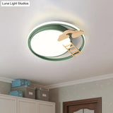 Contemporary Led Bedroom Flush Light With Acrylic Shade & Rainbow Bridge/Windmill/Carrot Décor