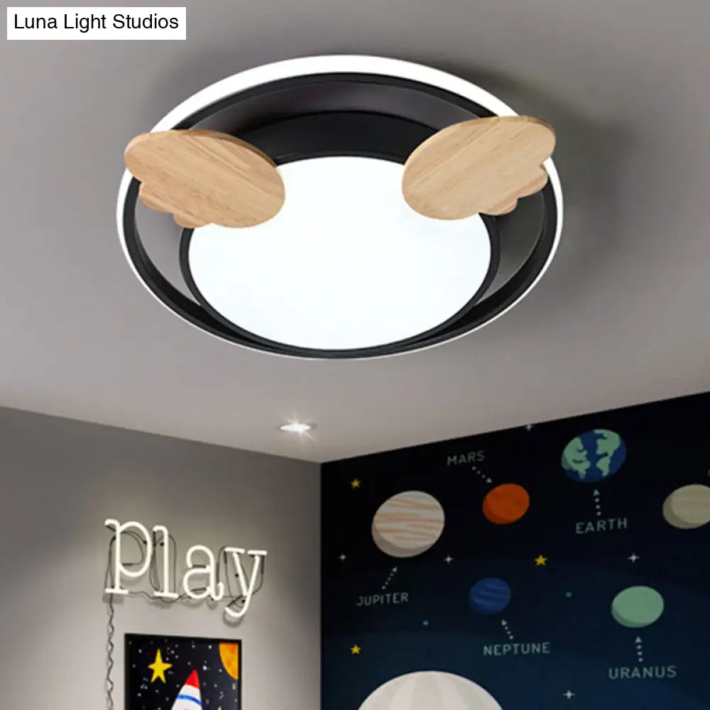 Contemporary Led Bedroom Flush Light With Acrylic Shade & Rainbow Bridge/Windmill/Carrot Décor