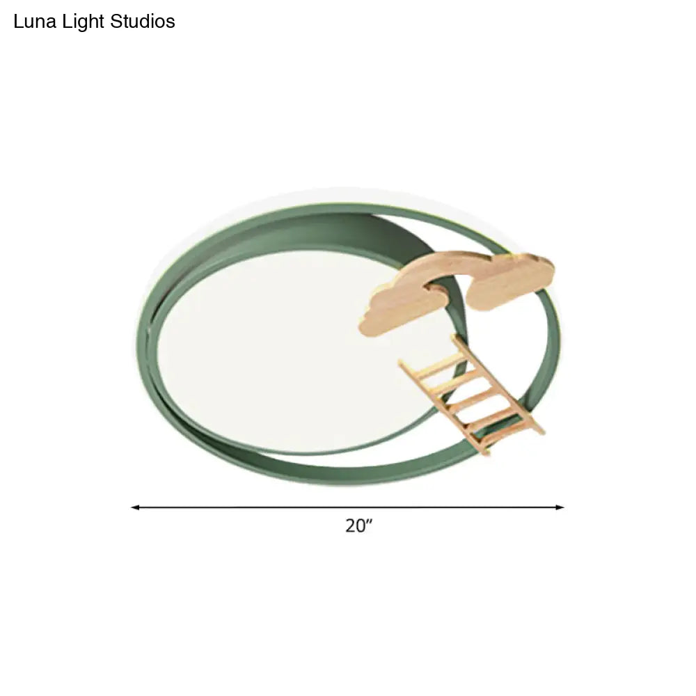 Contemporary Led Bedroom Flush Light With Acrylic Shade & Rainbow Bridge/Windmill/Carrot Décor