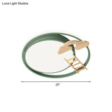 Contemporary Led Bedroom Flush Light With Acrylic Shade & Rainbow Bridge/Windmill/Carrot Décor