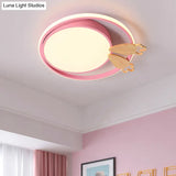 Contemporary Led Bedroom Flush Light With Acrylic Shade & Rainbow Bridge/Windmill/Carrot Décor