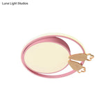 Contemporary Led Bedroom Flush Light With Acrylic Shade & Rainbow Bridge/Windmill/Carrot Décor