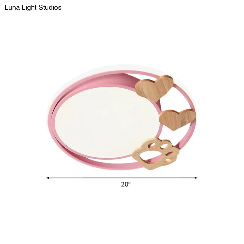 Contemporary Led Bedroom Flush Light With Acrylic Shade & Rainbow Bridge/Windmill/Carrot Décor