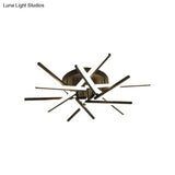 Contemporary Led Black Crossed Acrylic Semi Flush Mount Light Ceiling Lamp