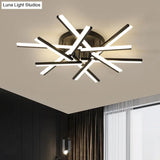 Contemporary Led Black Crossed Acrylic Semi Flush Mount Light Ceiling Lamp
