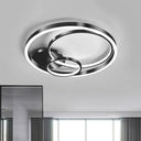 Contemporary Led Black Flush Ceiling Light - 18’/21.5’ Wide Rings Semi Design For Bedroom