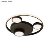 Contemporary Led Black Flush Mount Bear Head Acrylic Light Fixture