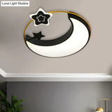 Contemporary Led Black Moon And Star Flushmount Ceiling Fixture