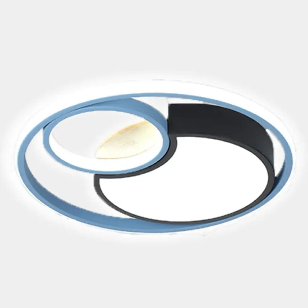 Contemporary Led Blue Flush Mount Ceiling Light - Acrylic Close-To-Ceiling Lighting / White 16