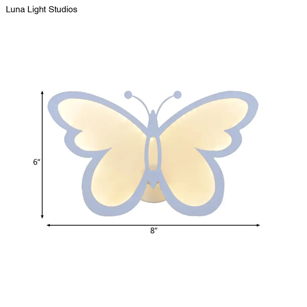 Contemporary Led Butterfly Wall Mounted Night Lamp - Modern 1/3 Lights Sconce White Acrylic