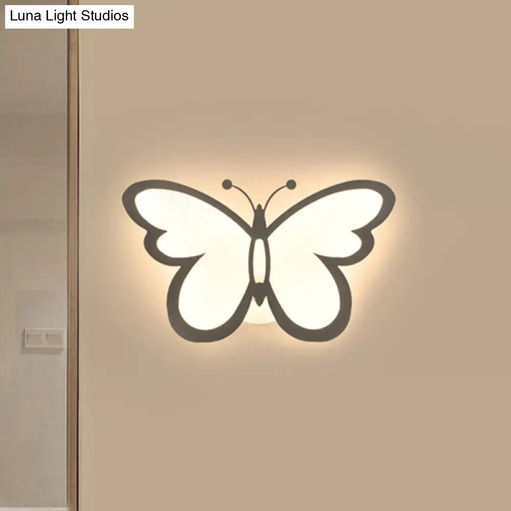 Contemporary Led Butterfly Wall Mounted Night Lamp - Modern 1/3 Lights Sconce White Acrylic