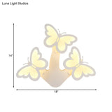 Contemporary Led Butterfly Wall Mounted Night Lamp - Modern 1/3 Lights Sconce White Acrylic