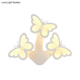 Contemporary Led Butterfly Wall Mounted Night Lamp - Modern 1/3 Lights Sconce White Acrylic
