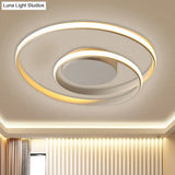 Contemporary Led Ceiling Flush Mount In Black/White - 18’/23.5’ Wide With Warm/White Light