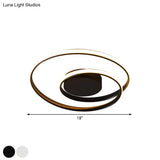 Contemporary Led Ceiling Flush Mount In Black/White - 18’/23.5’ Wide With Warm/White Light