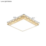 Contemporary Led Ceiling Flush Mount In White With Beveled Crystal Deco