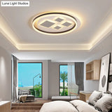 Contemporary Led Ceiling Lamp For Bedroom Décor - Coffee Rhombus Flush Mount Fixture