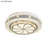 Contemporary Led Ceiling Lamp With Clear Crystal Blocks And Flower Pattern Design