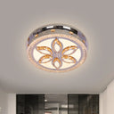 Contemporary Led Ceiling Lamp With Stainless - Steel Finish And Clear Crystal Blocks