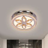 Contemporary Led Ceiling Lamp With Stainless - Steel Finish And Clear Crystal Blocks