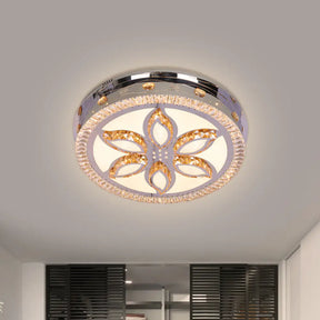 Contemporary Led Ceiling Lamp With Stainless - Steel Finish And Clear Crystal Blocks