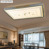 Contemporary Led Ceiling Light - Acrylic White Flush Mount Remote Control Stepless Dimming 3 Color