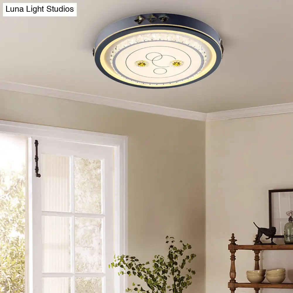 Contemporary Led Ceiling Light - Acrylic White Flush Mount Remote Control Stepless Dimming 3 Color