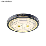 Contemporary Led Ceiling Light - Acrylic White Flush Mount Remote Control Stepless Dimming 3 Color