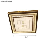 Contemporary Led Ceiling Light - Acrylic White Flush Mount Remote Control Stepless Dimming 3 Color