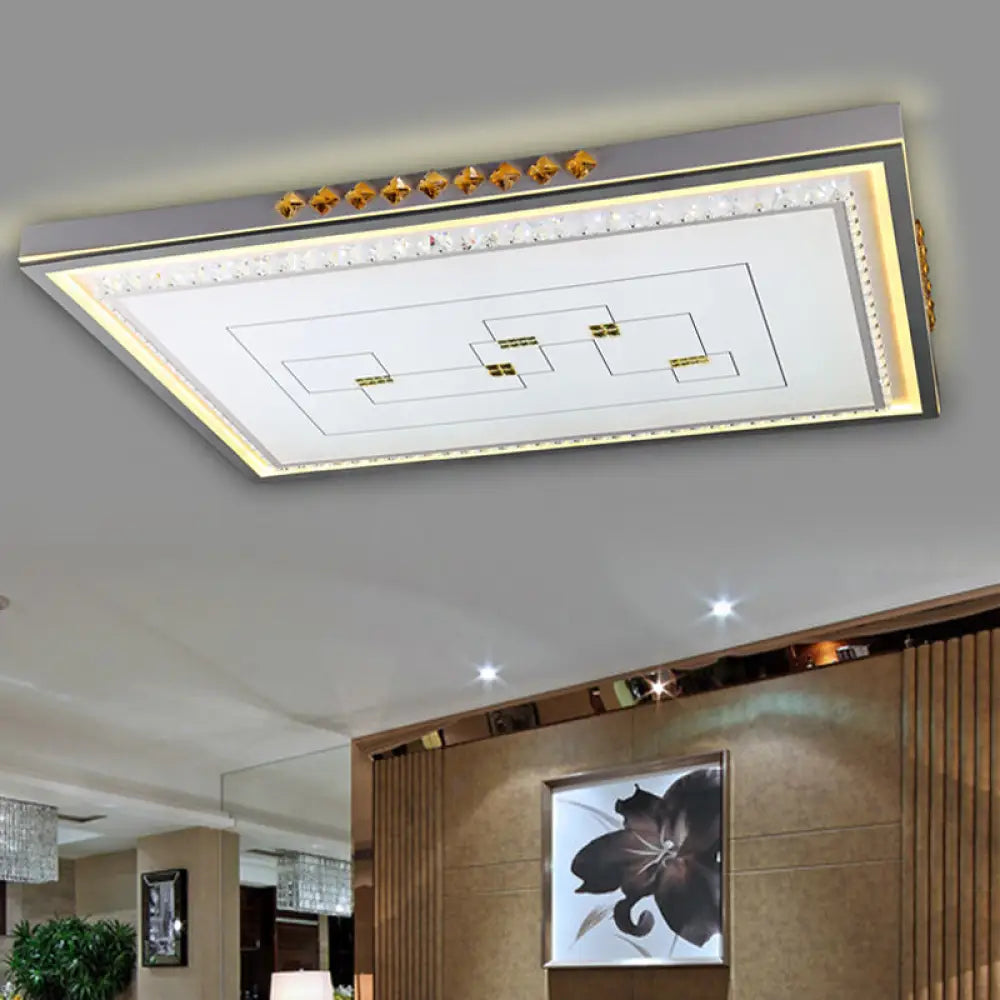 Contemporary Led Ceiling Light - Acrylic White Flush Mount Remote Control Stepless Dimming 3 Color