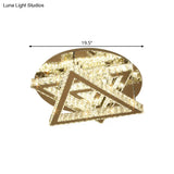 Contemporary Led Ceiling Mount Double Triangle Crystals Semi Flush In Stainless-Steel