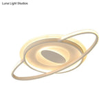 Contemporary Led Ceiling Mount Light With Acrylic Panel - Planet Slim Design White Ideal For Girls