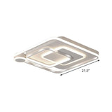Contemporary Led Ceiling Mounted Lamp - White Square Overlapped Flush Light 18/21.5 Wide Warm/White