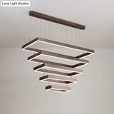 Contemporary Led Chandelier - Coffee 2/4/5 Tiered Rectangular Pendant Light With Acrylic Shade