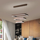 Contemporary Led Chandelier - Coffee 2/4/5 Tiered Rectangular Pendant Light With Acrylic Shade / 3