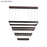 Contemporary Led Chandelier - Coffee 2/4/5 Tiered Rectangular Pendant Light With Acrylic Shade